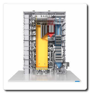 3D model of the ANDRITZ EcoFluid bubbling fluidized bed boiler “Photo: ANDRITZ”.